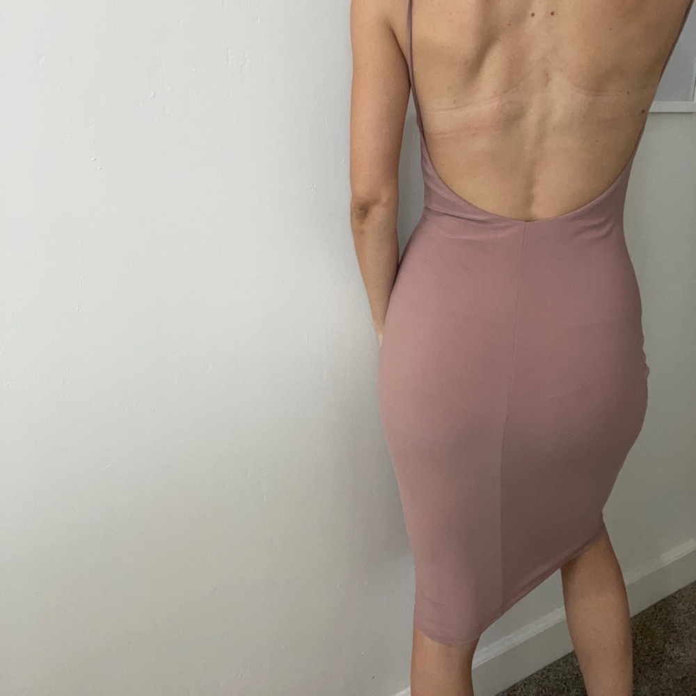 Mauve backless cowl neck dress